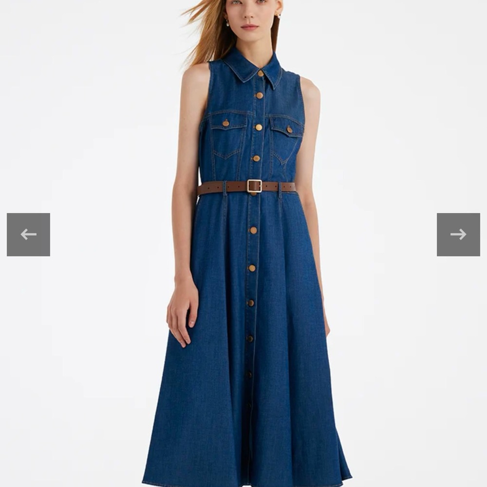 Goelia denim dress w belt - Picture 10 of 16